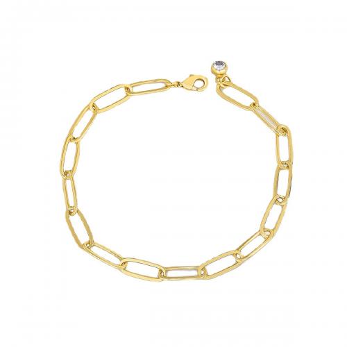 Bracciali ottone, placcato, Micro spianare cubic zirconia & per la donna, dorato, Lunghezza Appross. 19 cm, Venduto da PC