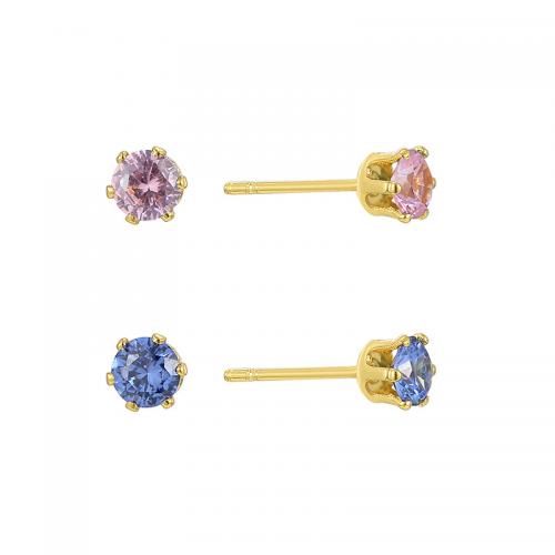 Boucles d'oreilles en laiton zircon cubique pavent, Placage, 2 pièces & pavé de micro zircon & pour femme, couleurs mélangées, Vendu par fixé