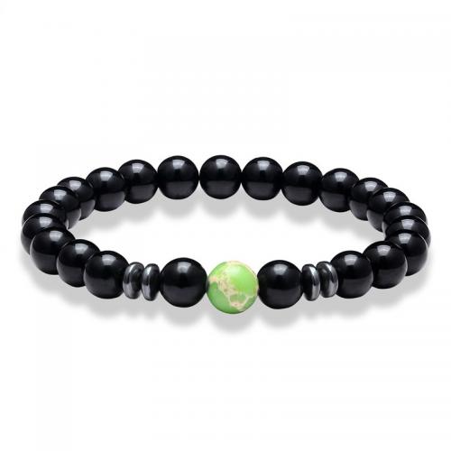 Gemstone Bracelets Black Stone fashion jewelry & Unisex 8mm Length Approx 19 cm Sold By PC