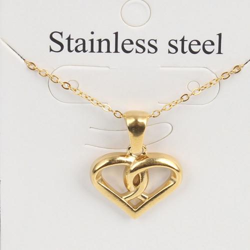 Titanium Steel Necklace with 5cm extender chain Heart Vacuum Ion Plating fashion jewelry & Unisex & hollow golden nickel lead & cadmium free Length Approx 45 cm Sold By Bag