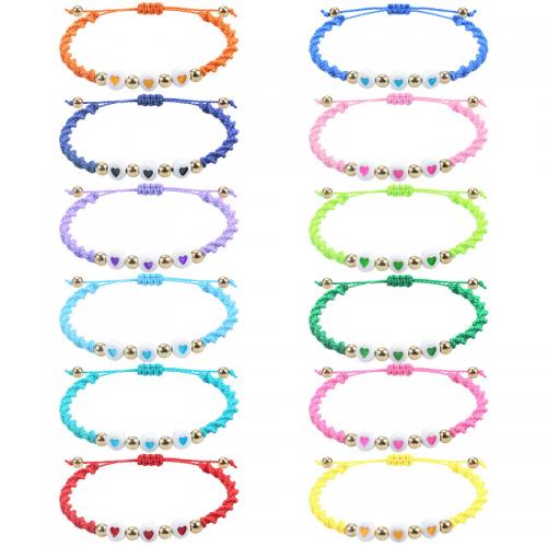 Moda crear pulseras de cordón de cera, con Acrílico, Nácar, hecho a mano, Estilo bohemio & ajustable & para mujer, más colores para la opción, longitud aproximado 16-28 cm, Vendido por UD