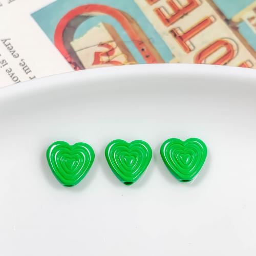 Cink Alloy Heart perle, Srce, obojen, možete DIY, više boja za izbor, nikal, olovo i kadmij besplatno, 9x9x3mm, Rupa:Približno 2mm, 2računala/Torba, Prodano By Torba