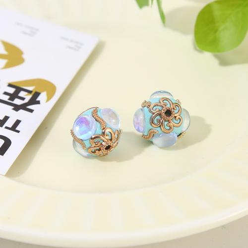 Zinc Alloy Jewelry Beads with Clay Pave & Resin Round plated DIY nickel lead & cadmium free Sold By PC