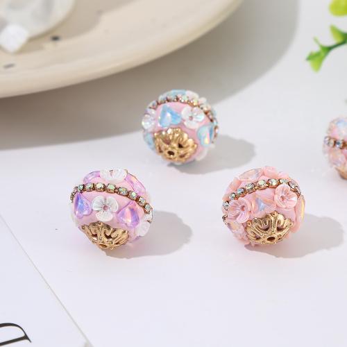 Zinc Alloy Jewelry Beads with Clay Pave & Resin Round plated DIY nickel lead & cadmium free Sold By PC