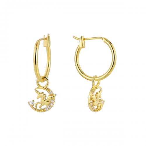 Cúbicos Circonia Pendiente Latón Micro pavimenta, metal, chapado, micro arcilla de zirconia cúbica & para mujer, dorado, Vendido por Par