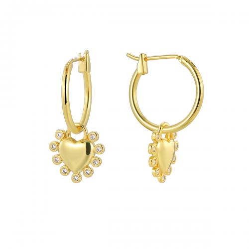 Cúbicos Circonia Pendiente Latón Micro pavimenta, metal, chapado, micro arcilla de zirconia cúbica & para mujer, dorado, Vendido por Par