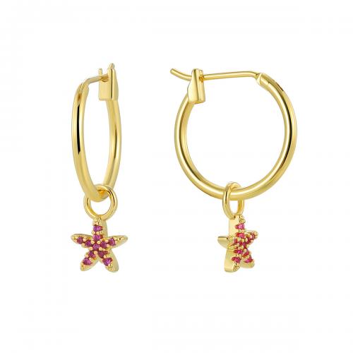 Cúbicos Circonia Pendiente Latón Micro pavimenta, metal, Estrella, chapado, micro arcilla de zirconia cúbica & para mujer, dorado, Vendido por Par