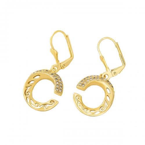 Cúbicos Circonia Pendiente Latón Micro pavimenta, metal, chapado, micro arcilla de zirconia cúbica & para mujer, dorado, Vendido por Par