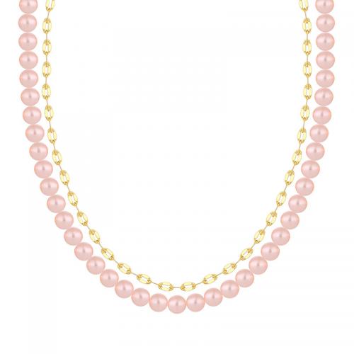 Collier en laiton, avec Shell Pearl, Placage, pour femme, Or, Longueur Environ 45-50 cm, Vendu par PC