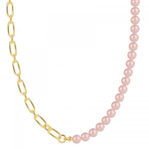 Collier en laiton, avec Shell Pearl, Placage, pour femme, Or, Longueur Environ 45-50 cm, Vendu par PC