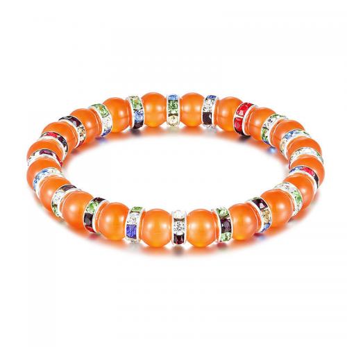 Pulseira de miçangas em vidro, joias de moda & unissex, Mais cores pare escolha, 8mm, comprimento Aprox 19 cm, vendido por PC