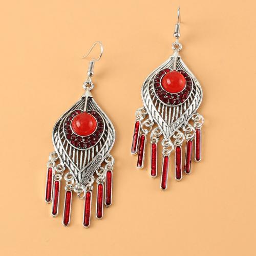 Fringe pendientes de la manera, aleación de zinc, Joyería & para mujer & esmalte, más colores para la opción, libre de níquel, plomo & cadmio, 85x25mm, Vendido por Par