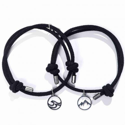 Casal pulseira e bracelete, liga de zinco, with Corda de nylon, Ajustável & joias de moda & unissex, Mais cores pare escolha, níquel, chumbo e cádmio livre, comprimento Aprox 18-28 cm, 2PCs/Lot, vendido por Lot