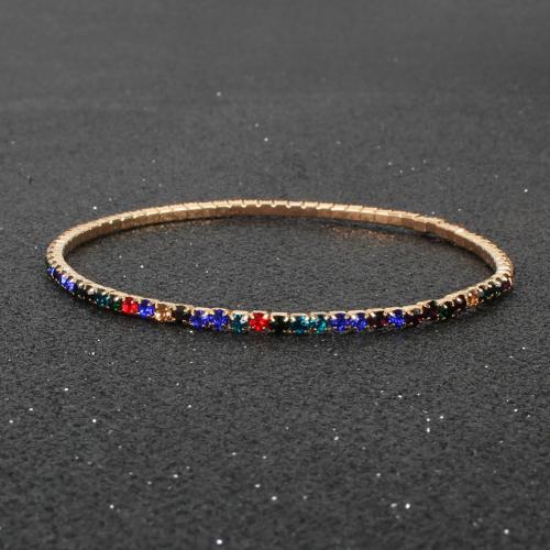 Pulseira de liga de zinco, with Strass, joias de moda & para mulher & com strass, Mais cores pare escolha, níquel, chumbo e cádmio livre, comprimento Aprox 8 cm, vendido por PC