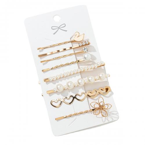 plastique Ensemble de bijoux de cheveux, avec fer, Placage, styles différents pour le choix & pour femme & avec strass, hair jewelry length 50-80mm, Vendu par fixé