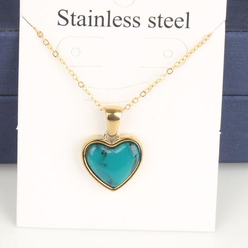 Titanium Steel Necklace with 5cm extender chain Heart Vacuum Ion Plating fashion jewelry & Unisex & enamel nickel lead & cadmium free Length Approx 45 cm Sold By Bag