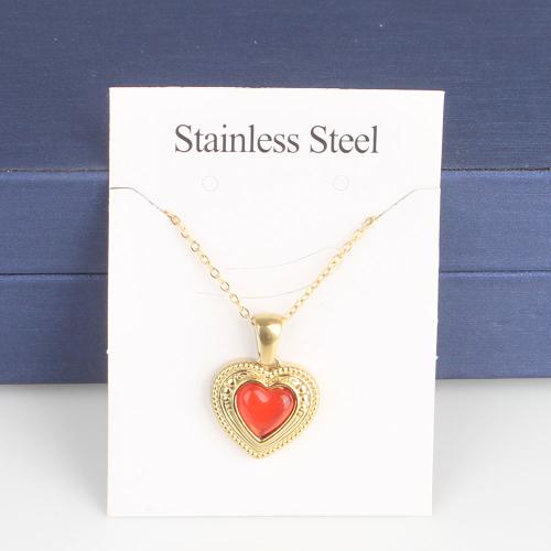 Titanium Steel Necklace with 5cm extender chain Heart Vacuum Ion Plating fashion jewelry & Unisex & enamel nickel lead & cadmium free Length Approx 45 cm Sold By Bag