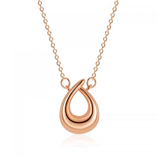 Colar de bronze, cobre, with 1.97inch extender chain, rosa real com banho de cor, joias de moda & para mulher, níquel, chumbo e cádmio livre, comprimento Aprox 15.74 inchaltura, vendido por PC