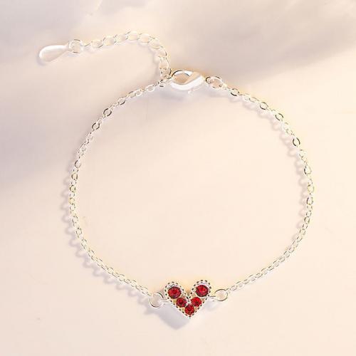 Cúbicos Circonia pulsera Latón Micro pavimenta, metal, Corazón, Joyería & micro arcilla de zirconia cúbica & para mujer, libre de níquel, plomo & cadmio, longitud aproximado 16 cm, Vendido por UD