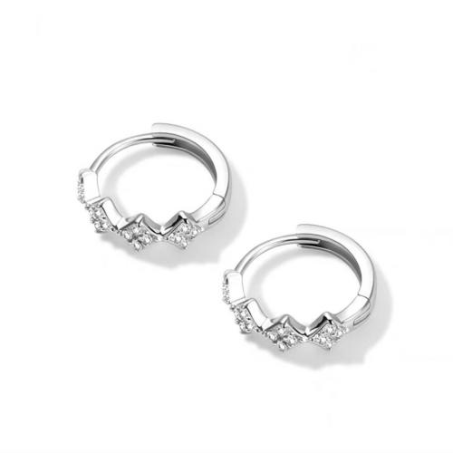 Pendientes de Micro Pavé de Zirconía Cúbica en Plata de Ley, Plata de ley 925, Joyería & micro arcilla de zirconia cúbica & para mujer, libre de níquel, plomo & cadmio, 13.50x12.50mm, Vendido por Par