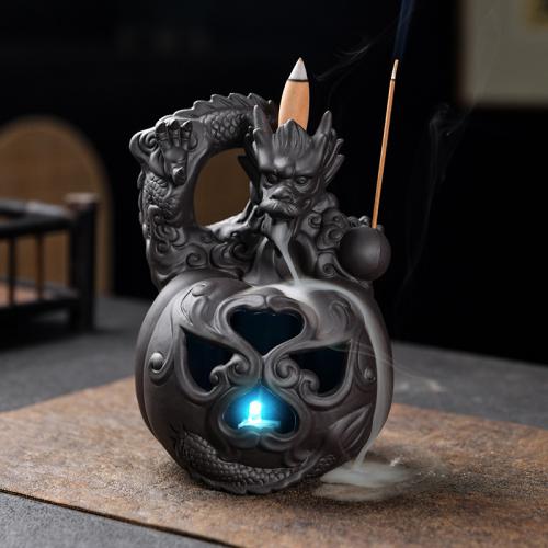 Queimador de incenso Backflow de porcelana, Areia roxa, feito à mão, Design de Halloween & para casa e escritório & Sustentável & multifuncional, 106x161mm, vendido por PC