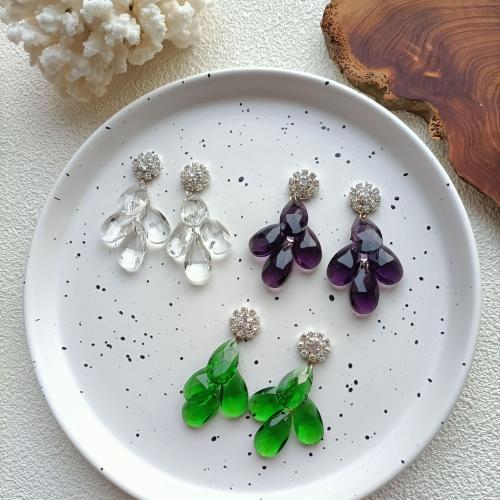 Bijoux boucles d'oreilles, verre, bijoux de mode & pour femme & avec strass, plus de couleurs à choisir, 60mm, Vendu par paire