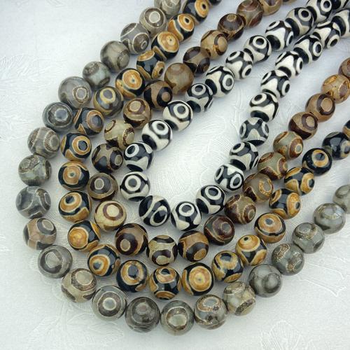 Naturlige tibetanske Agate Dzi Beads, Tibetansk agat, Runde, du kan DIY & forskellig størrelse for valg & forskellige design til valg, flere farver til valg, Solgt af Strand