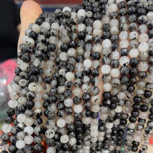 Natural Quartz Jewelry Beads Black Rutilated Quartz Round DIY black Sold Per Approx 38 cm Strand