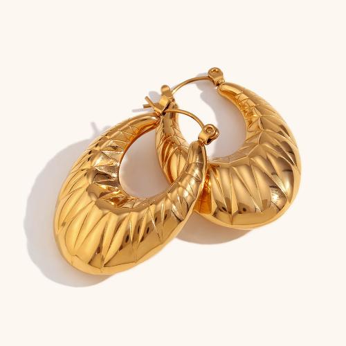 Acier inoxydable Levier Retour Earring, acier inoxydable 316L, Plaqué or 18K, bijoux de mode & pour femme, protéger l'environnement, sans nickel, plomb et cadmium, 34.50x24.40mm, Vendu par paire