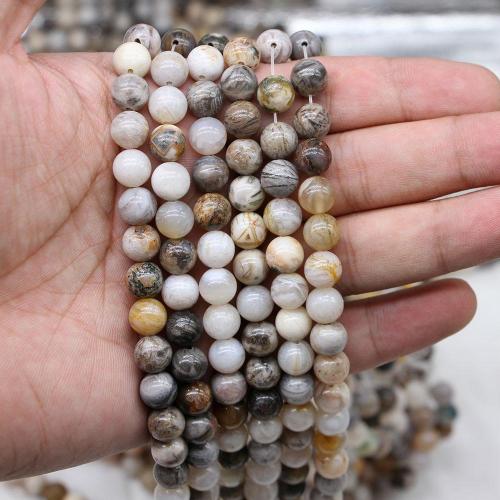 Perles agates, agate bambou, Rond, DIY, 6mm, Vendu par Environ 14 pouce brin