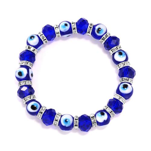 Evil Eye Biżuteria Bransoletka, Stop cynku, ze Elastyczny sznur & żywica, biżuteria moda & dla kobiety, dostępnych więcej kolorów, bez zawartości niklu, ołowiu i kadmu, sprzedane przez PC