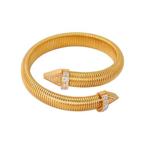 Cruach dhosmálta Bangle, 304 Cruach dhosmálta, 18K ór plátáilte, jewelry faisin & micrea réiteach zirconia ciúbach & do bhean, órga, Trastomhas Istigh:Thart 60mm, Díolta De réir PC