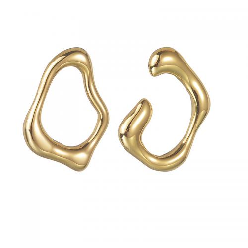 Boucles d'oreilles asymétriques, Acier inoxydable 304, Plaqué or 18K, bijoux de mode & pour femme, doré, 19x26mm, Vendu par paire