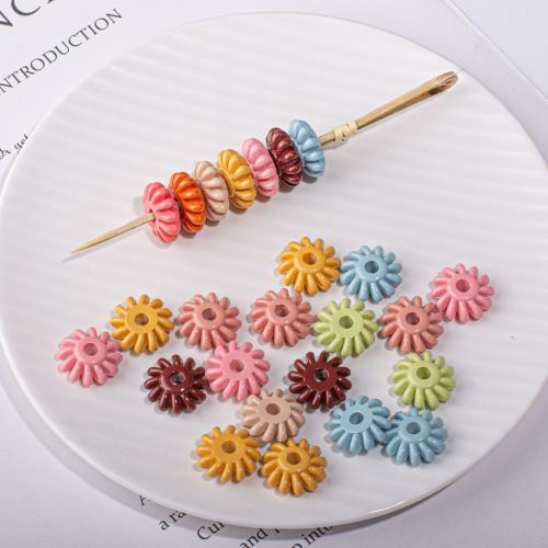 Solid Color Akryl perler, Flower, du kan DIY, flere farver til valg, 17x6.90mm, Hole:Ca. 3mm, 10pc'er/Bag, Solgt af Bag