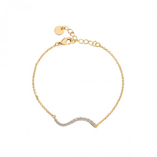 Cúbicos Circonia pulsera Latón Micro pavimenta, metal, chapado, micro arcilla de zirconia cúbica & para mujer, dorado, Vendido por UD