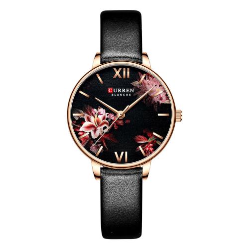 Femmes montre-bracelet, verre, avec Cuir, Résistant à l’eau de vie & bijoux de mode & mouvement japonais & pour femme, plus de couleurs à choisir, Longueur Environ 22 cm, Vendu par PC