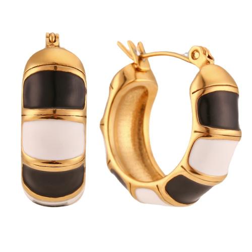 Acier inoxydable Levier Retour Earring, acier inoxydable 316L, Plaqué or 18K, bijoux de mode & pour femme & émail, protéger l'environnement, sans nickel, plomb et cadmium, Vendu par paire