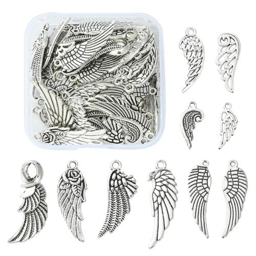 Wing Shaped Zinc Alloy Privjesci, Cink Alloy, starinski srebrne boje pozlaćen, možete DIY, nikal, olovo i kadmij besplatno, Približno 50računala/Torba, Prodano By Torba