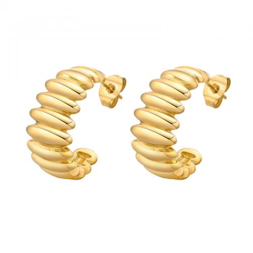 Pendientes de Acero Inoxidable, acero inoxidable 304, 18K chapado en oro, Joyería & para mujer, dorado, 21mm, Vendido por Par