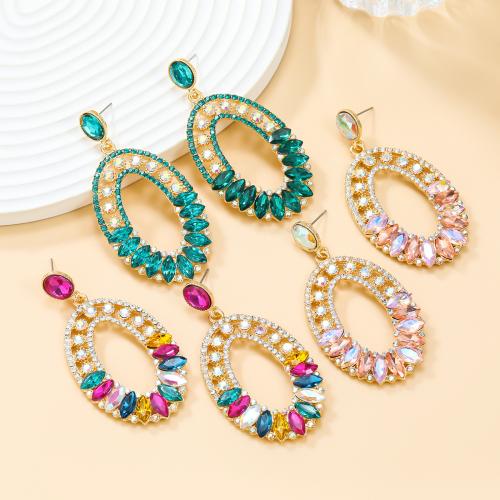 Zinc Alloy Stud Earring fashion jewelry & for woman & with rhinestone & hollow nickel lead & cadmium free Sold By Pair