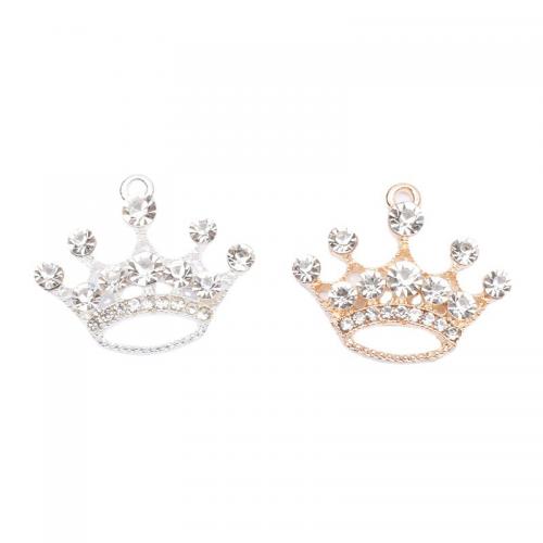 Zinc Alloy Rhinestone Pendants Crown plated DIY & with rhinestone nickel lead & cadmium free Sold By Bag