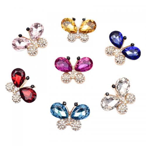 Mobile Phone DIY Decoration Zinc Alloy Butterfly plated with rhinestone nickel lead & cadmium free Sold By Bag