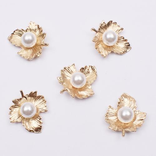 Haaraccessoires DIY bevindingen, Zinc Alloy, met Plastic Pearl, Maple Leaf, plated, meer kleuren voor de keuze, nikkel, lood en cadmium vrij, 20x23mm, 10pC's/Bag, Verkocht door Bag