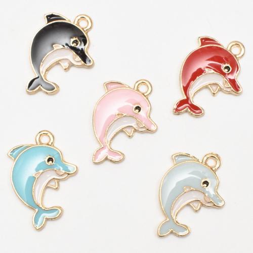 Zinc Alloy Enamel Pendants Dolphin DIY nickel lead & cadmium free Sold By Bag