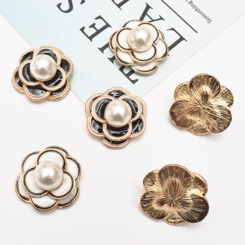 Hair Accessories DIY Findings Zinc Alloy with Plastic Pearl Flower enamel nickel lead & cadmium free Sold By Bag