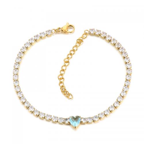 Bijoux bracelet en acier inoxydable, Acier inoxydable 304, avec 5cm chaînes de rallonge, coeur, bijoux de mode & pour femme, plus de couleurs à choisir, 3mm, Longueur 18 cm, Vendu par PC