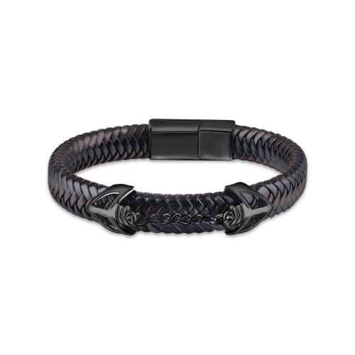 Bracelets cordon PU, cuir PU, avec alliage de zinc, bijoux de mode & pour homme, plus de couleurs à choisir, Longueur 21 cm, Vendu par PC