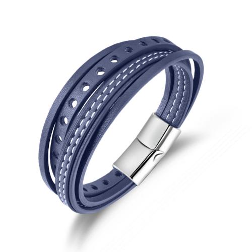 PU Leather Cord Bracelets with Zinc Alloy fashion jewelry & for man Length 21 cm Sold By PC