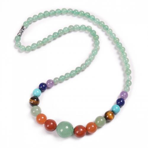 Natural Gemstone Necklace, Natural Stone, Round, fashion jewelry & for woman, more colors for choice, Length Approx 20 Inch, Sold By PC