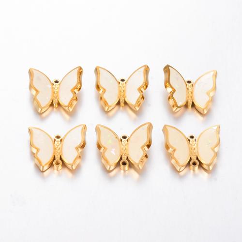 Stainless Steel Animal Pendants 304 Stainless Steel Butterfly gold color plated DIY & enamel Sold By Bag